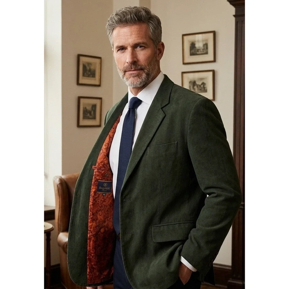 Vintage Bugatchi Uomo Sport Coat Jacket Men's M Paisley‎ Lined Green Hongkong